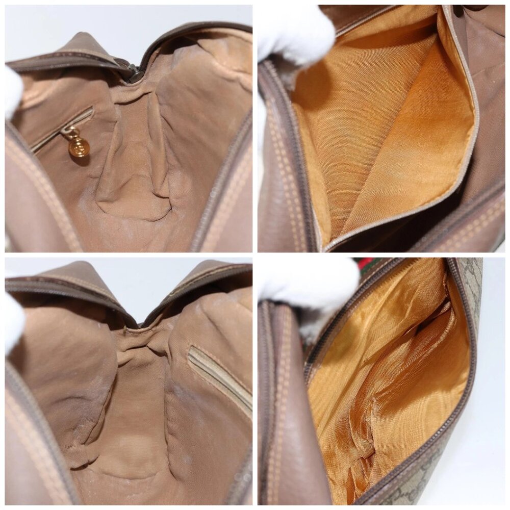 GUCCI GG Supreme Web Sherry Line Shoulder Bag PVC Beige Gold Red Auth bs29489 - Picture 16 of 16